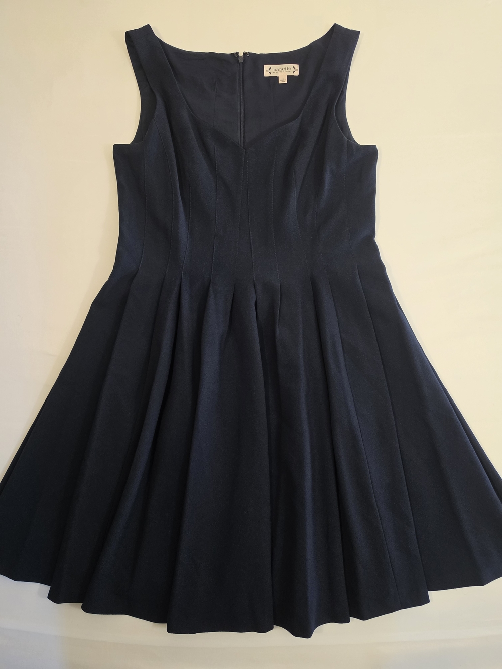 Nanette by Nanette Lepore Navy Fit & Flare Pleated Dress Size 8